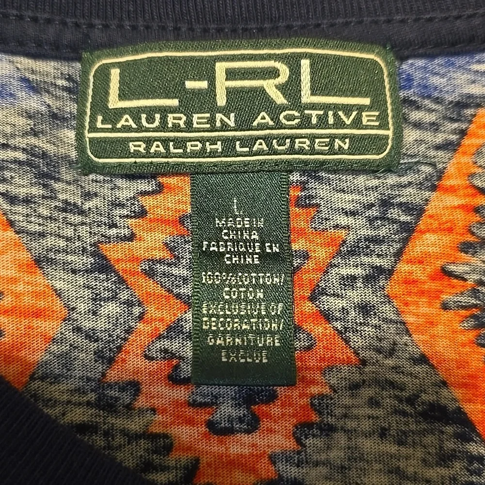 Vintage Ralph Lauren Active Long Sleeve  Pullover Top Aztec Southwestern Print L - Picture 4 of 4